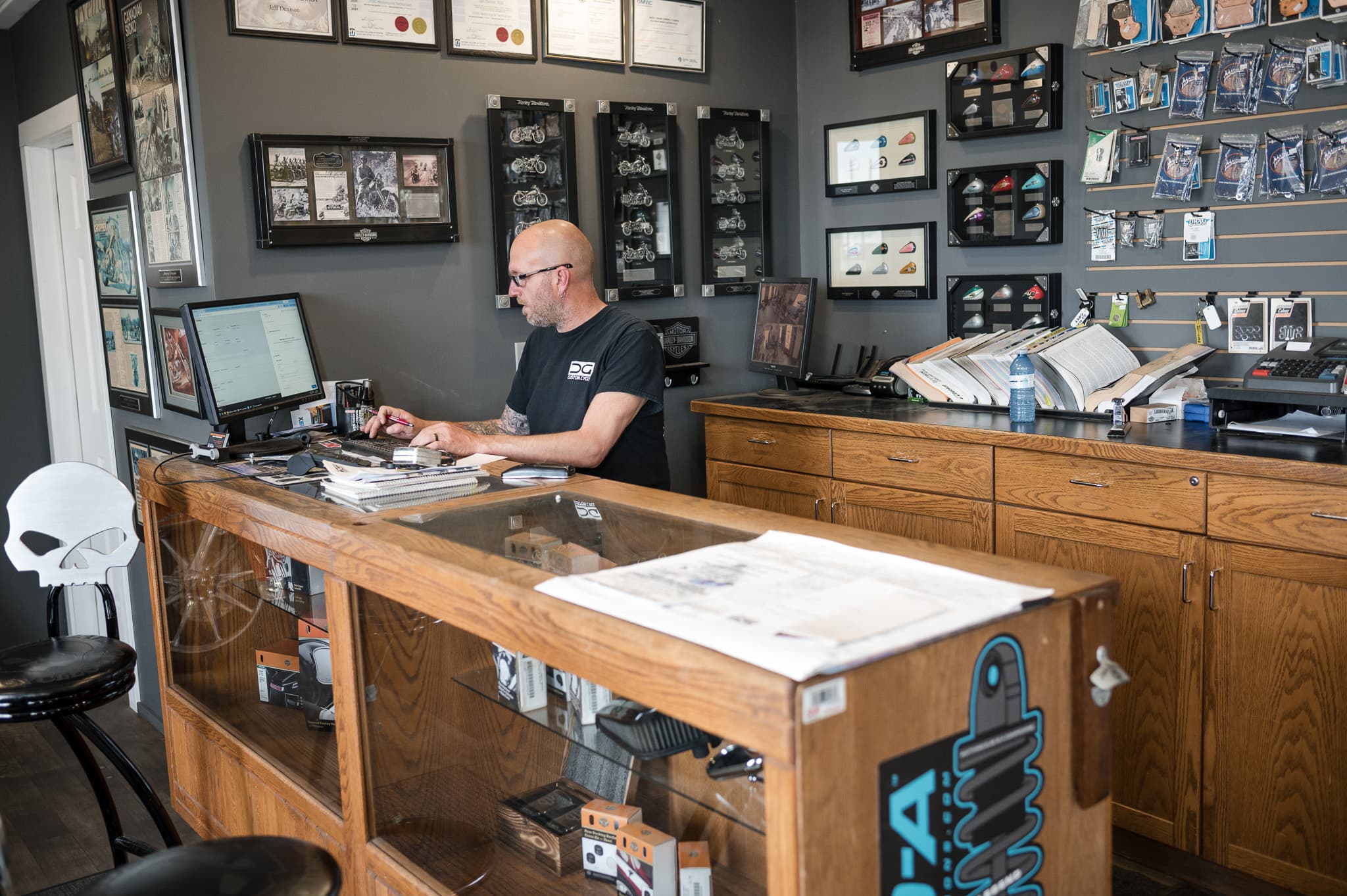 Service being written up at the DG Custom Cycle parts counter